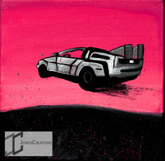 Synthwave Scenery - DeLorean - Painting