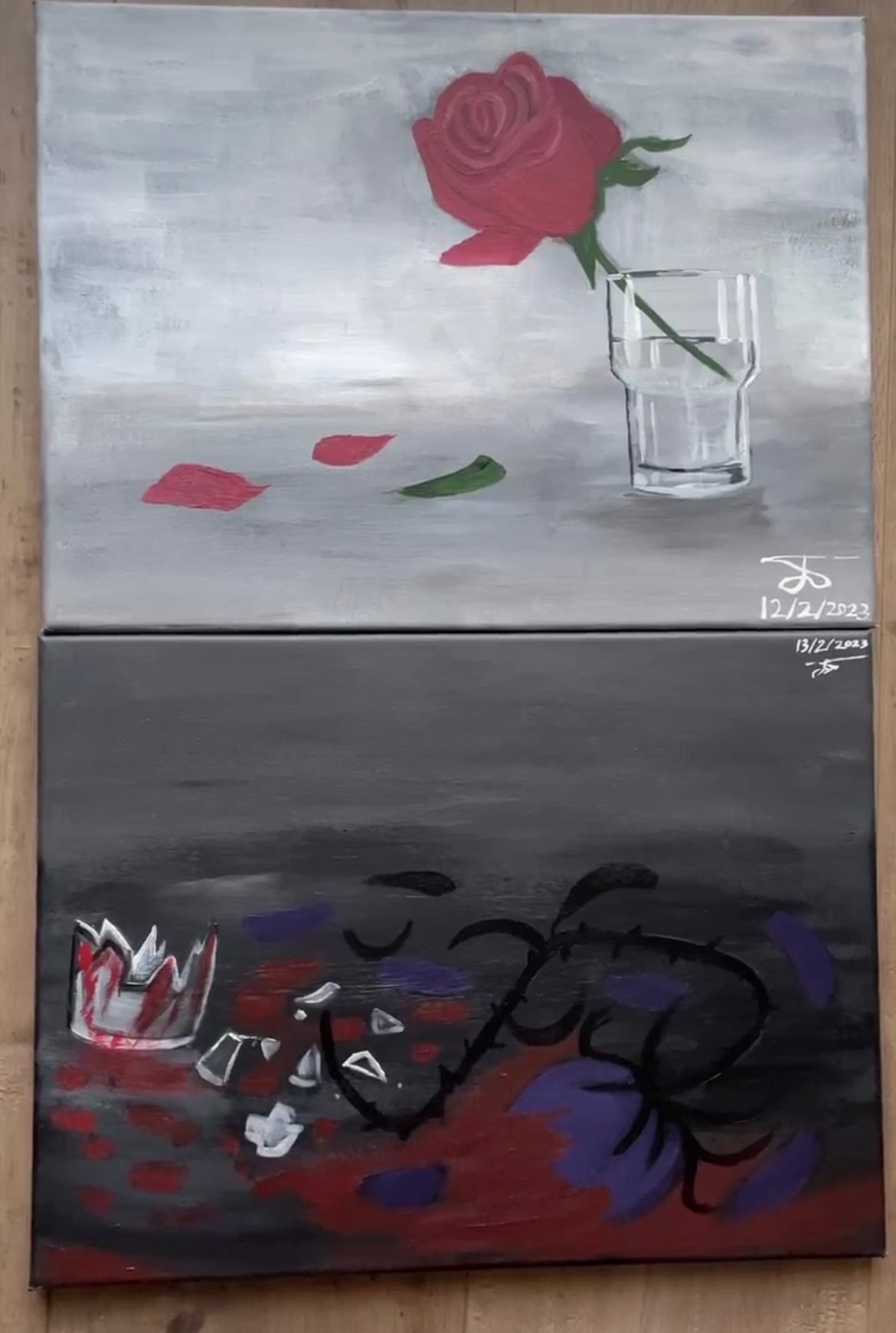 Violet Shattered Rose Painting